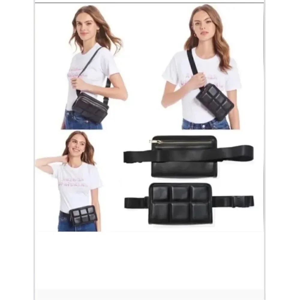 Amanda Uprichard black quilted fanny pack adjustable hand bag waist pouch